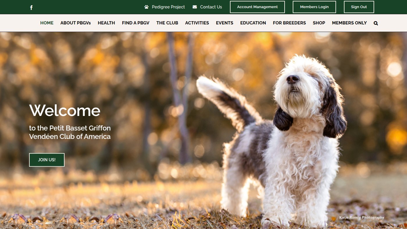 The home page of pbgv.org