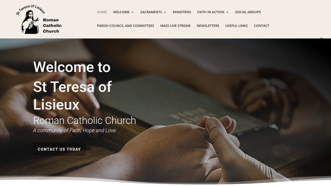 The home page of stteresa.co.uk