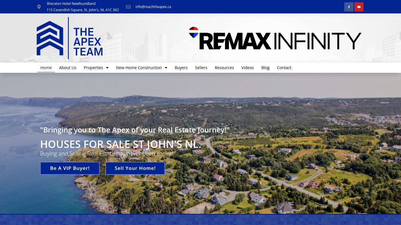 The home page of reachtheapex.ca