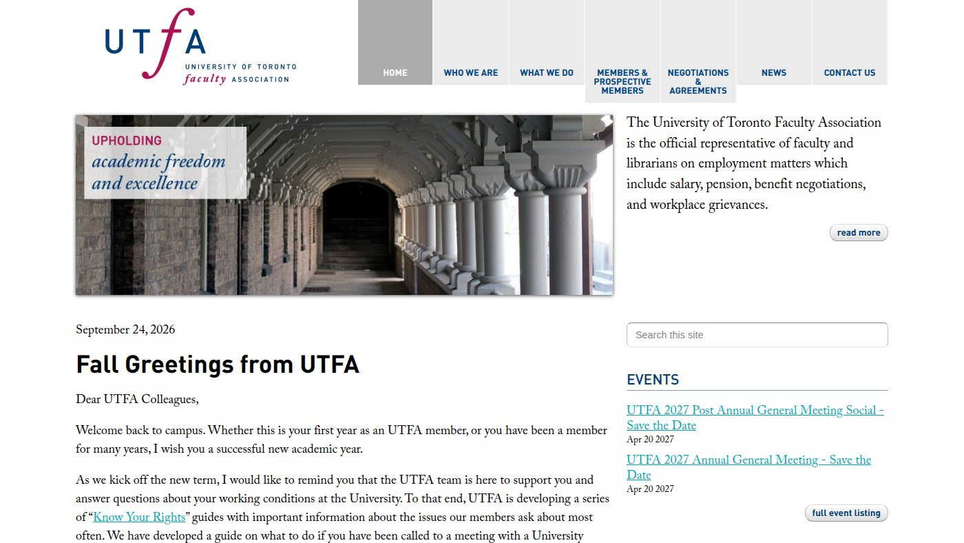 The home page of utfa.org