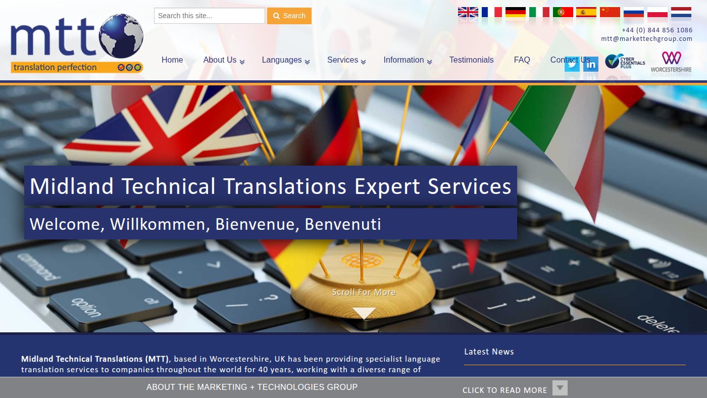 The home page of midlandtechnical.co.uk