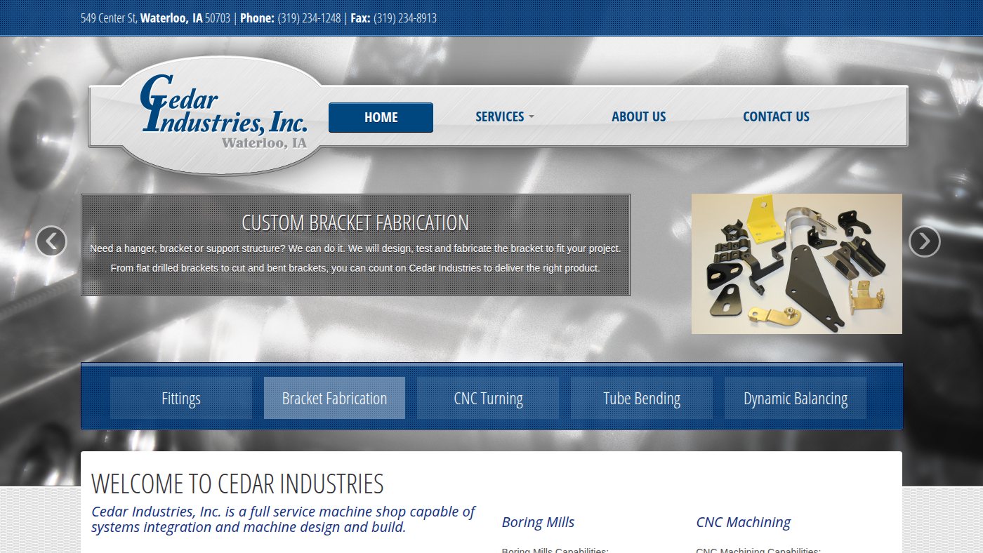 The home page of cedarindustries.com