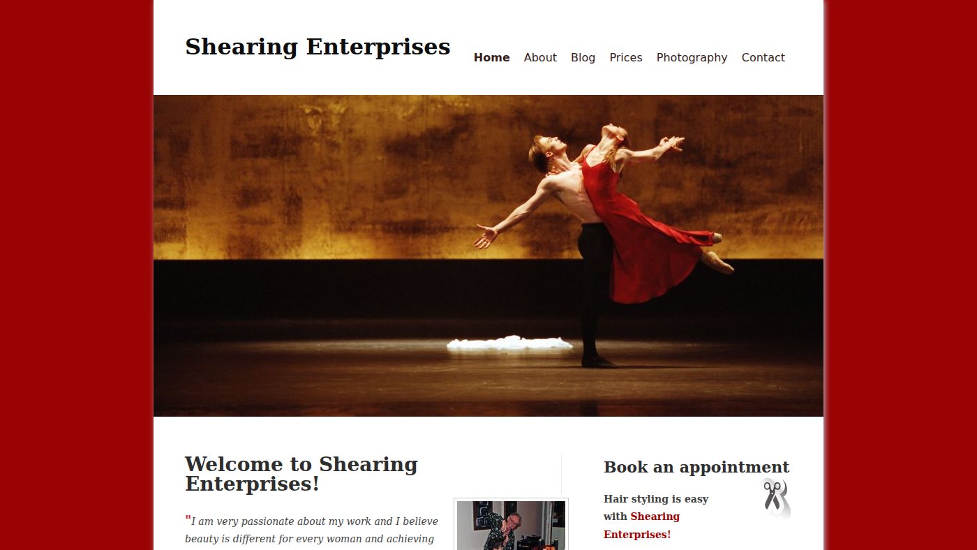 The home page of shearingenterprises.co.uk