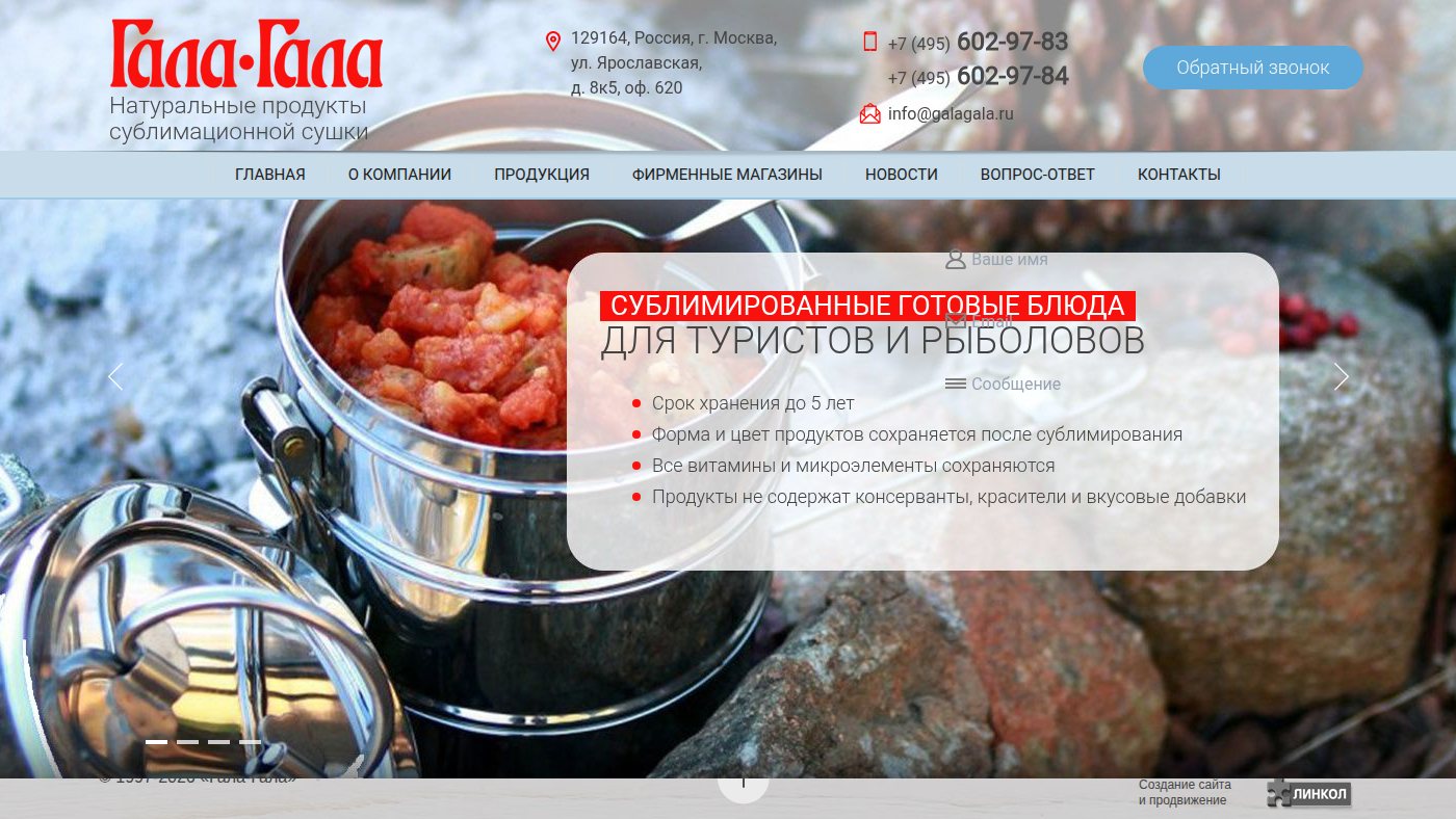 The home page of galagala.ru