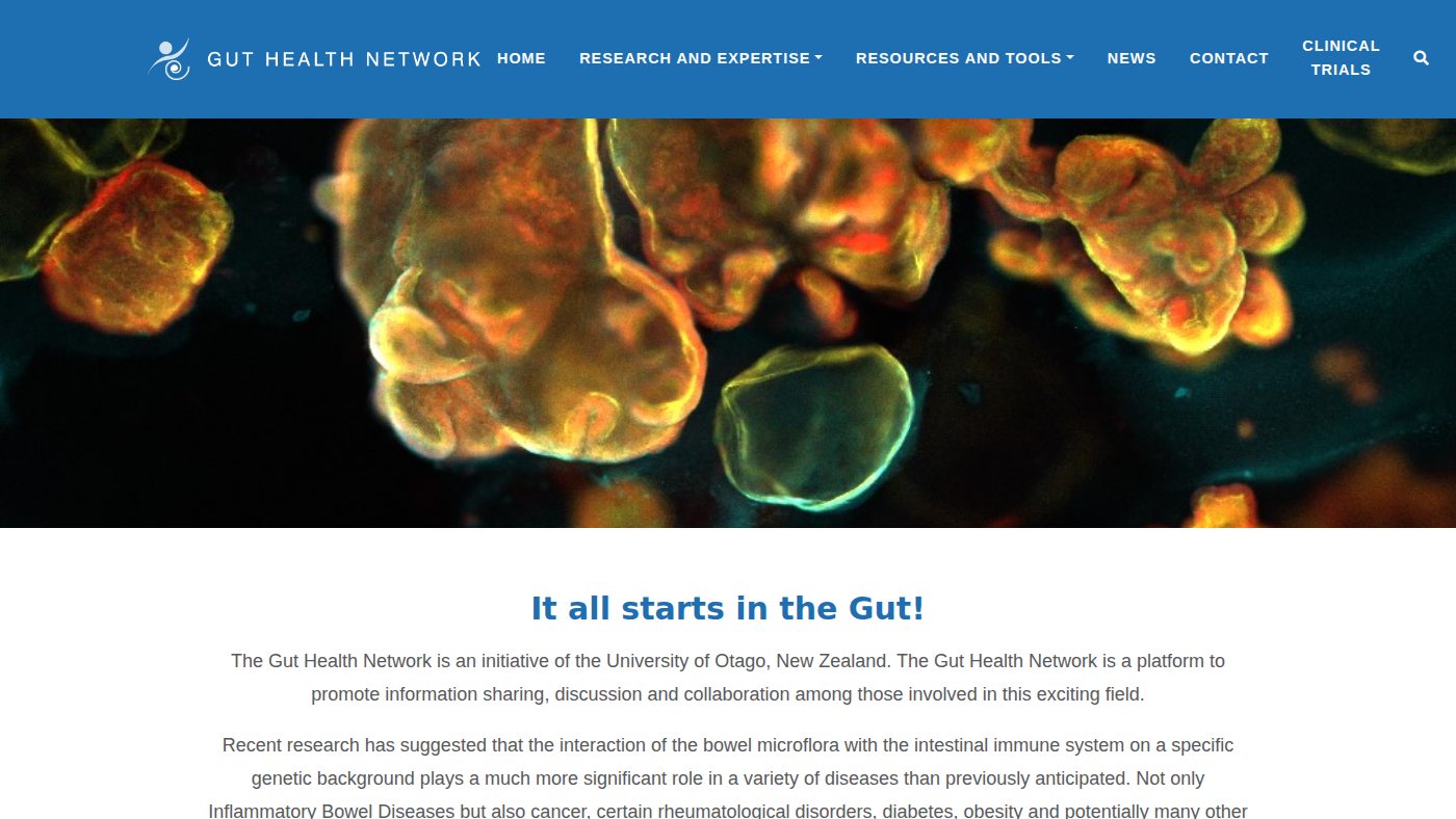 The home page of guthealthnetwork.com