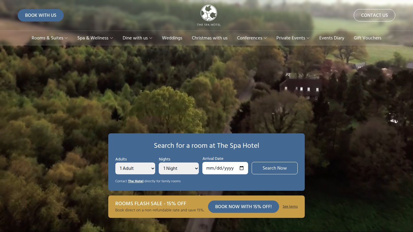 The home page of spahotel.co.uk