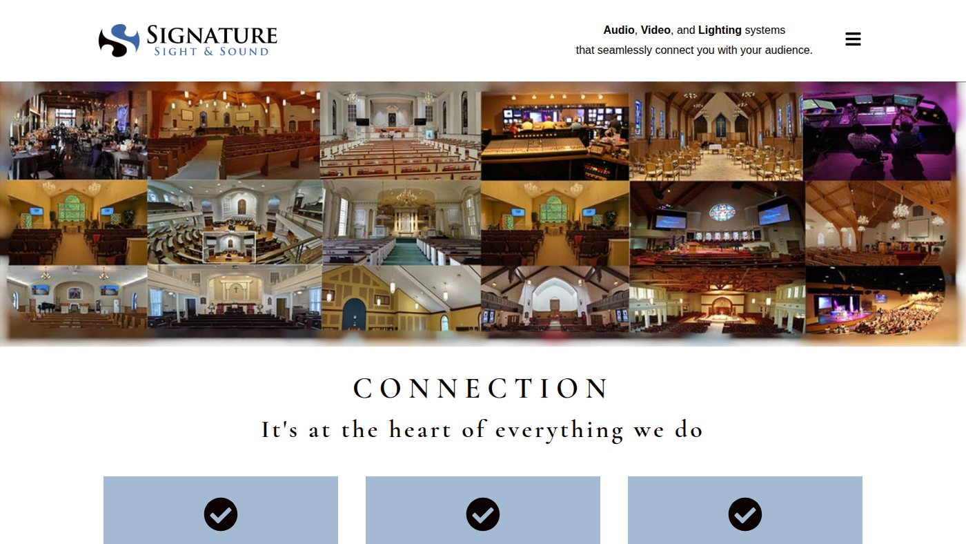 The home page of signaturesightandsound.com