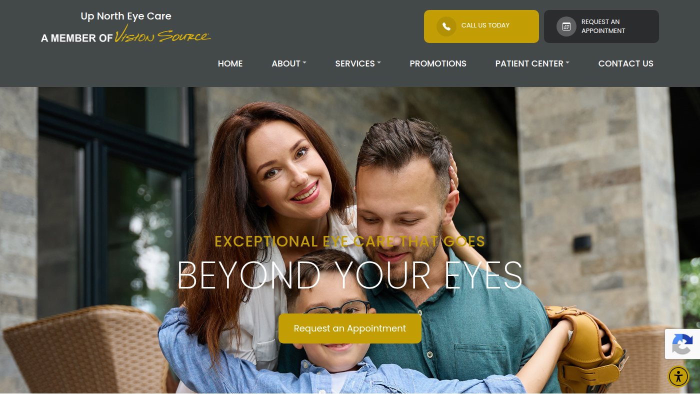 The home page of visionsource-upnortheyecaremi.com