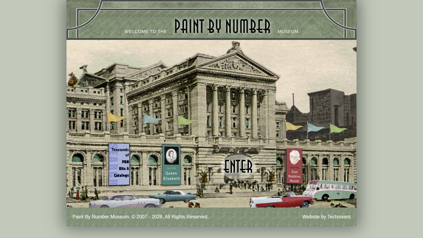 The home page of paintbynumbermuseum.com