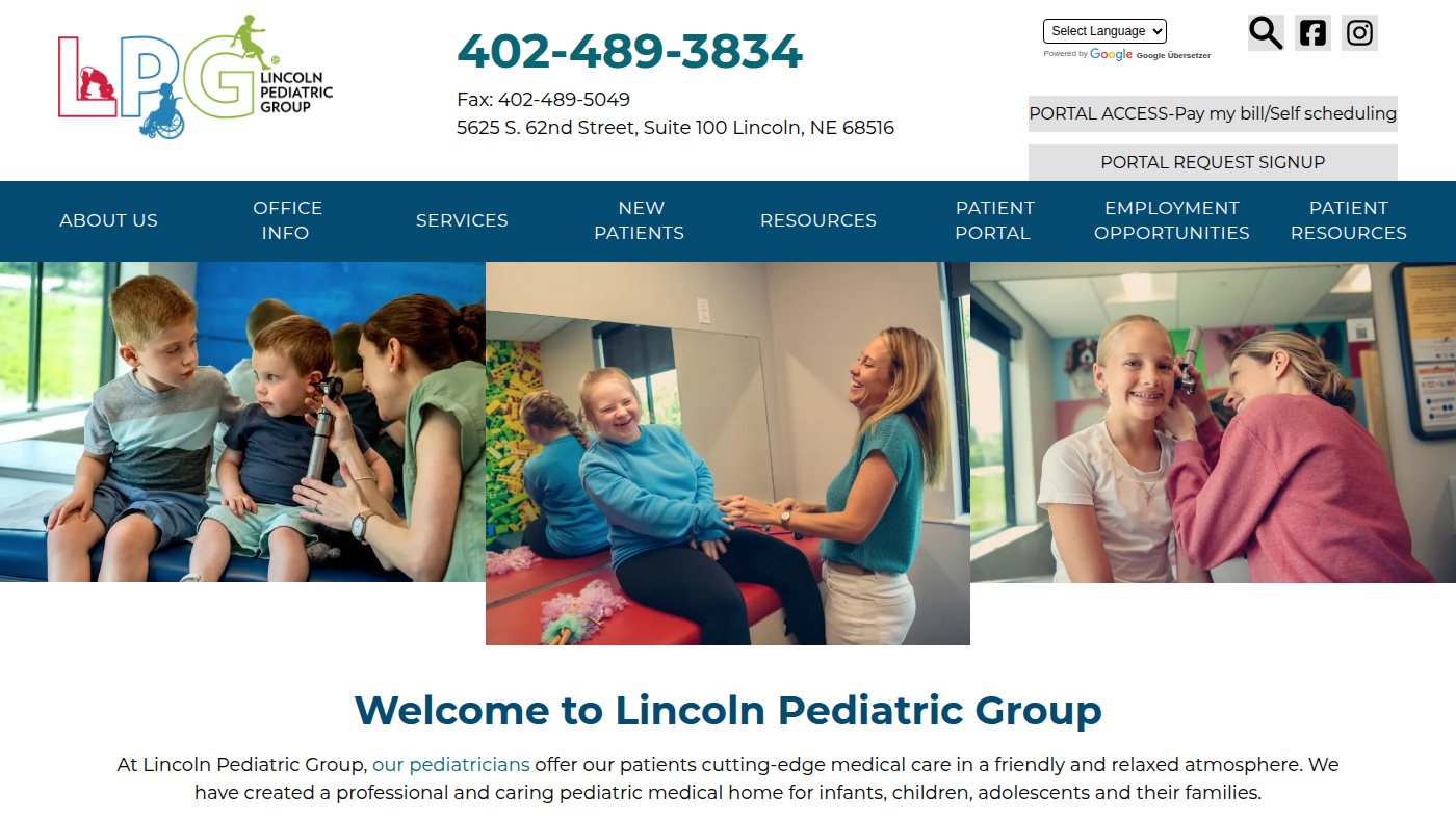 The home page of lincolnpediatricgroup.com