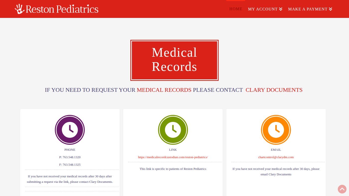 The home page of restonpediatrics.com