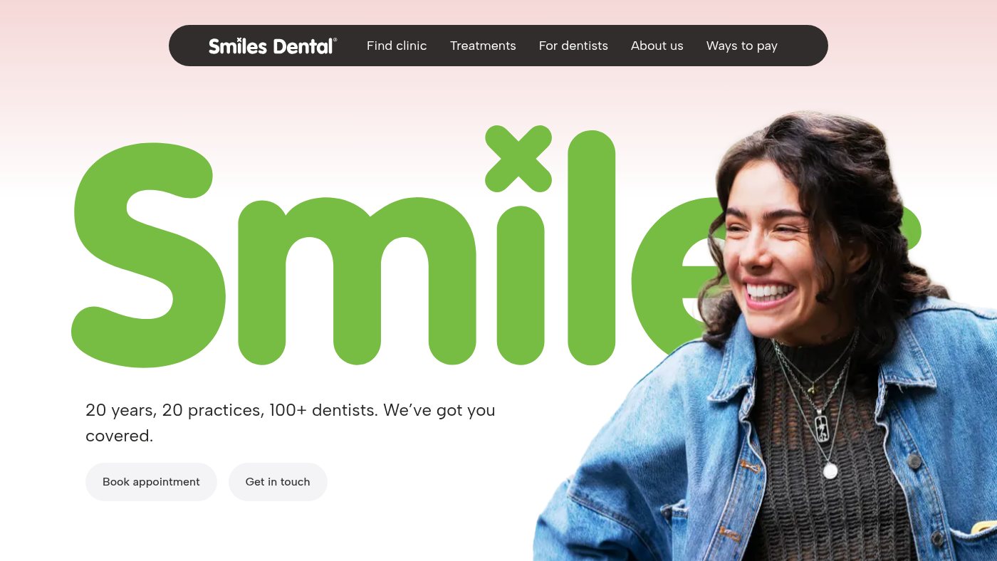 The home page of smiles.ie