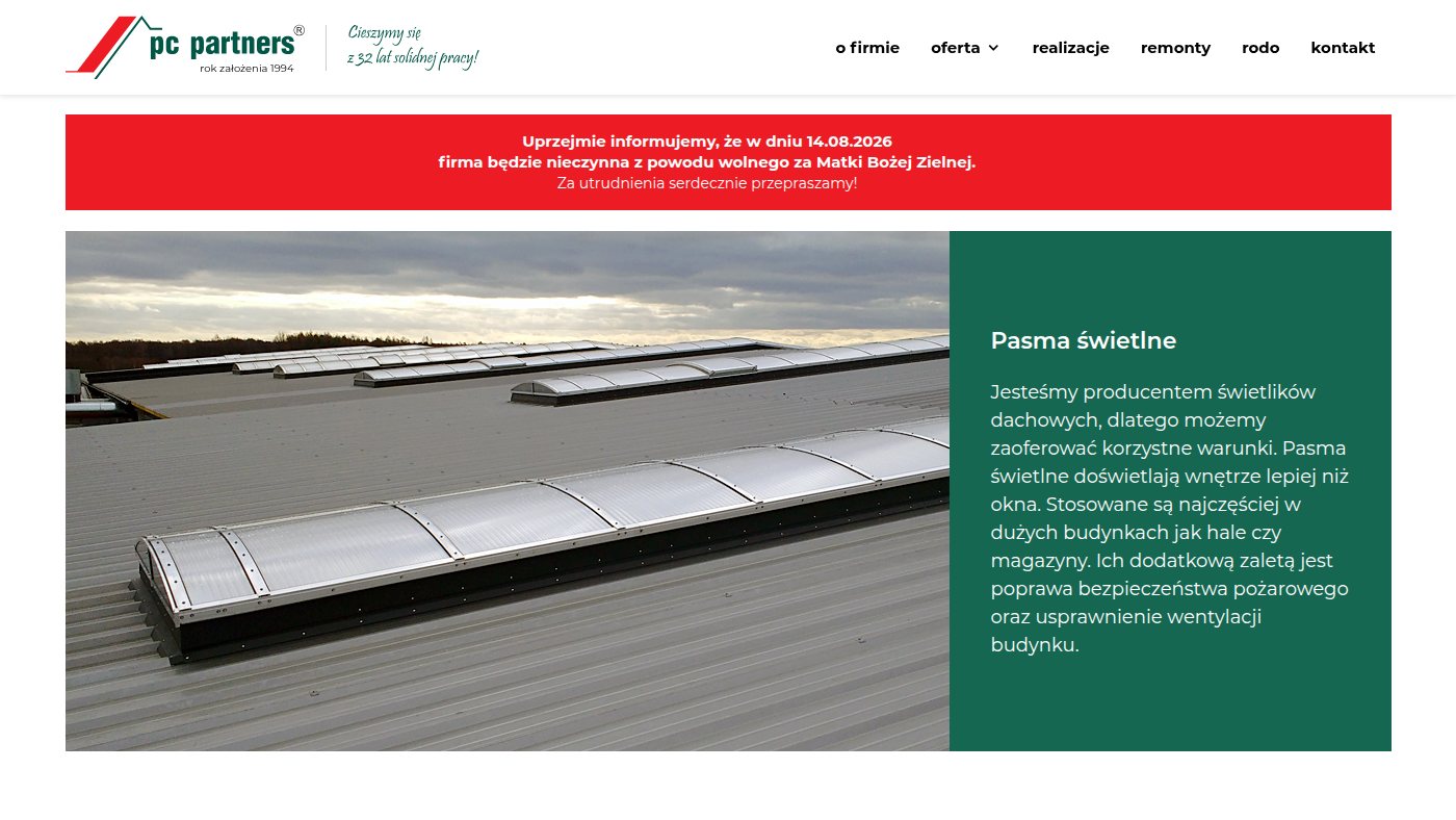 The home page of pcpartners.pl