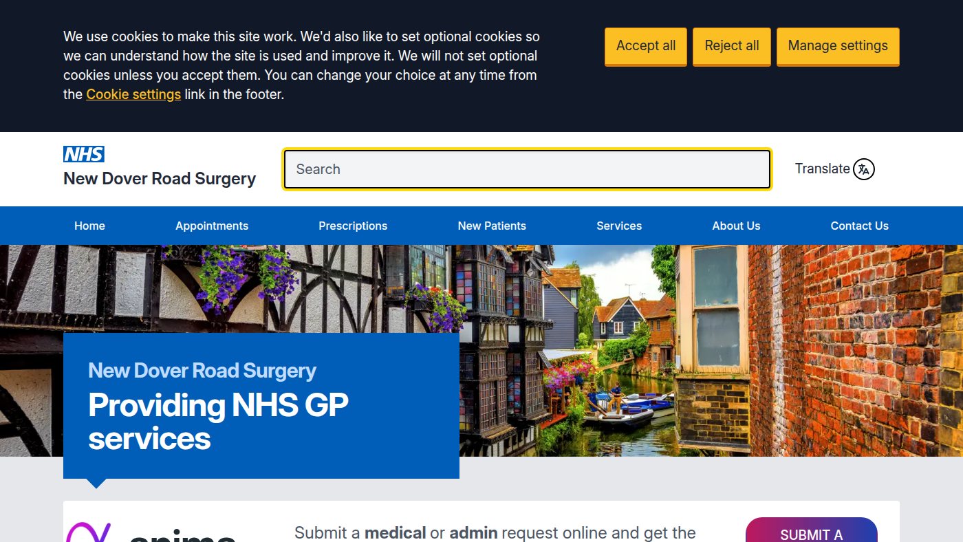 The home page of newdoverroadsurgery.co.uk