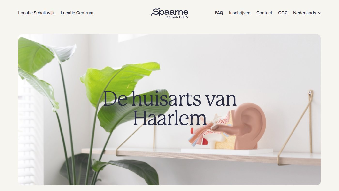 The home page of spaarnehuisartsen.nl