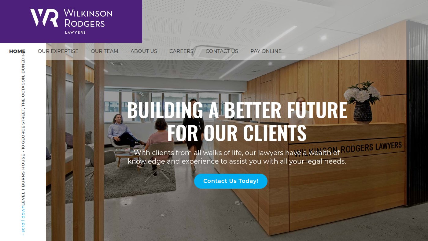 The home page of wrlawyers.co.nz