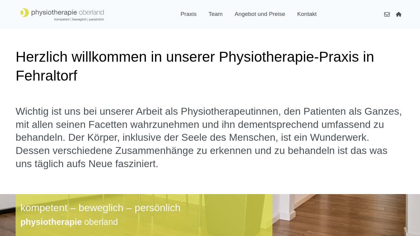 The home page of physiotherapie-oberland.ch