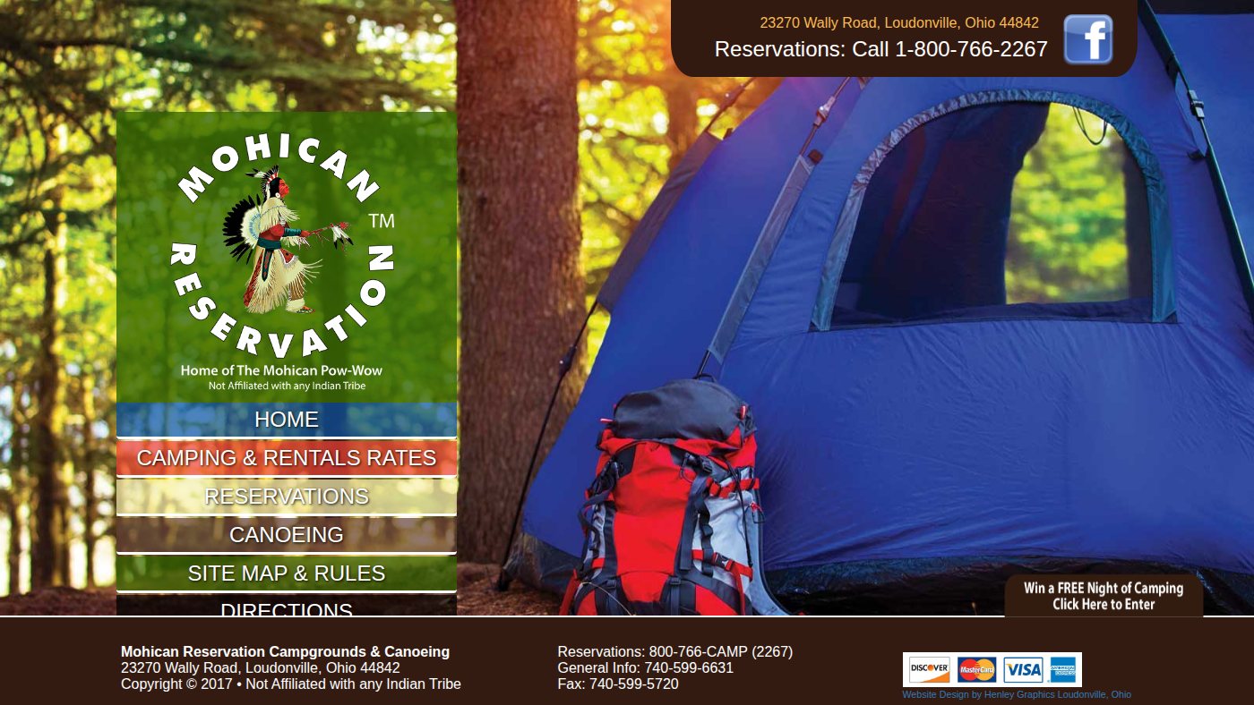 The home page of mohicanreservation.com