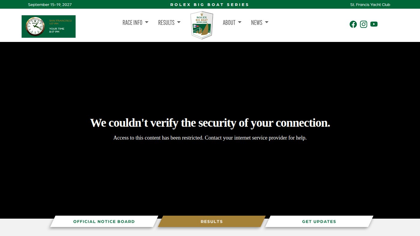 The home page of rolexbigboatseries.com