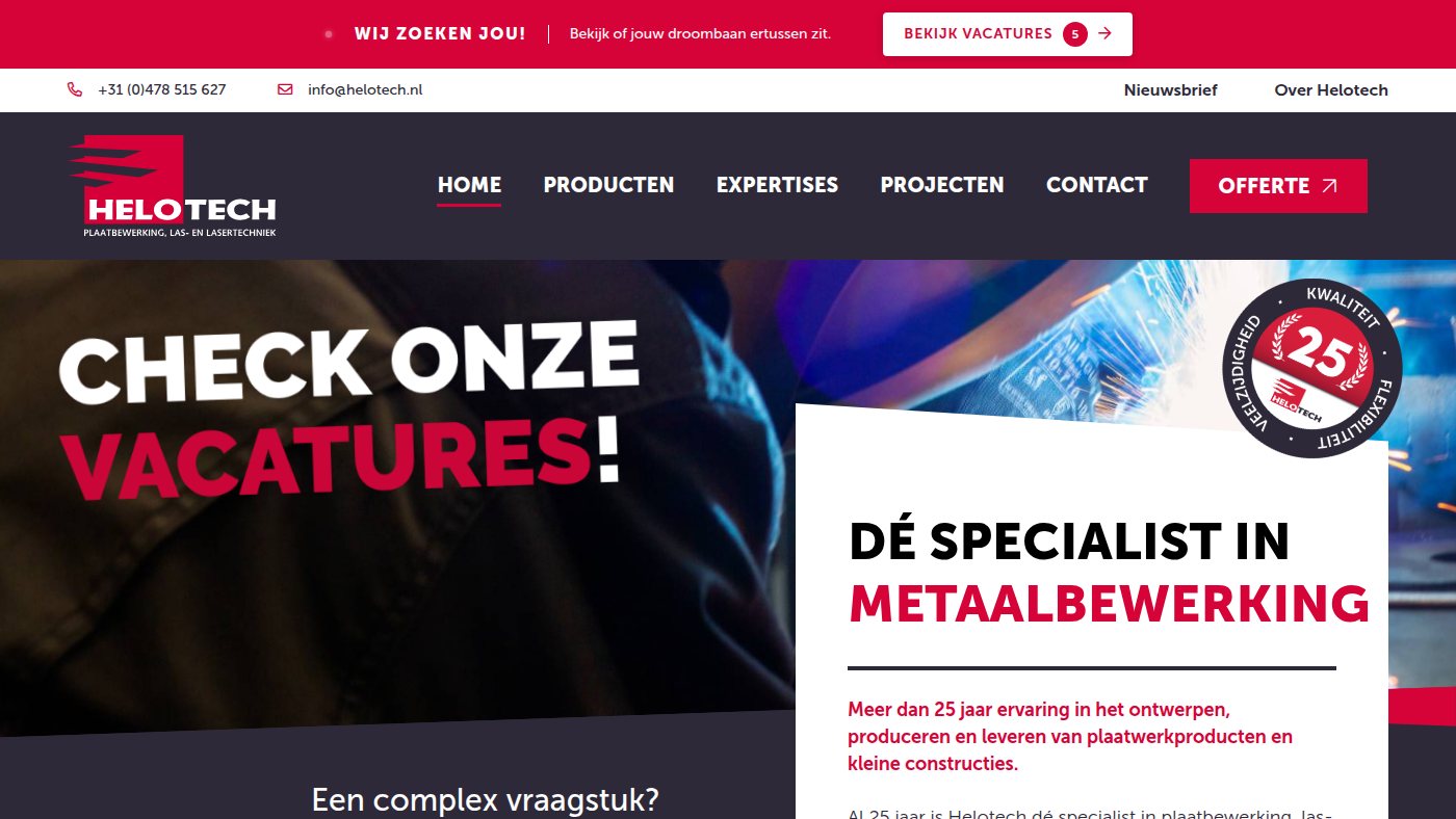 The home page of helotech.nl
