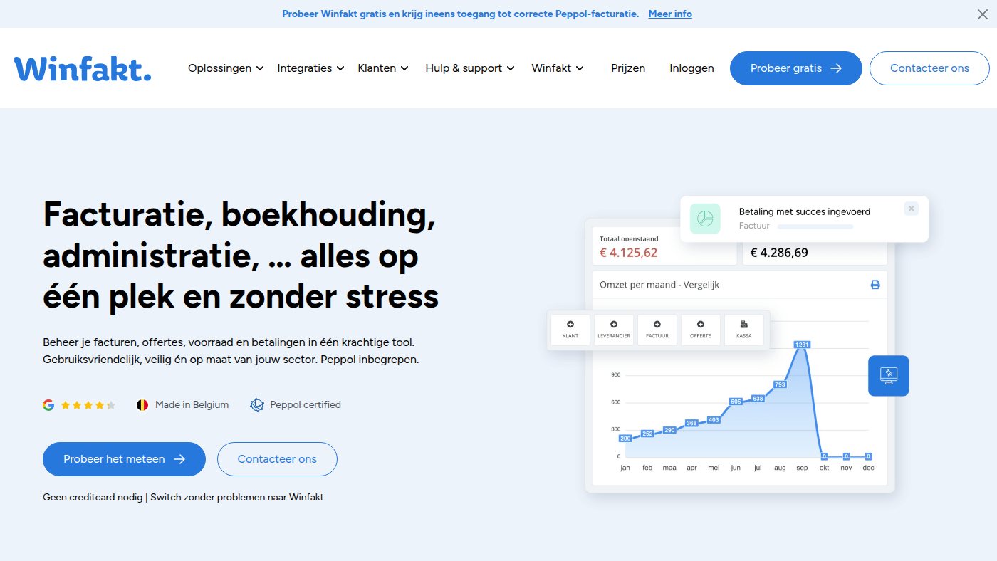 The home page of winfakt.be