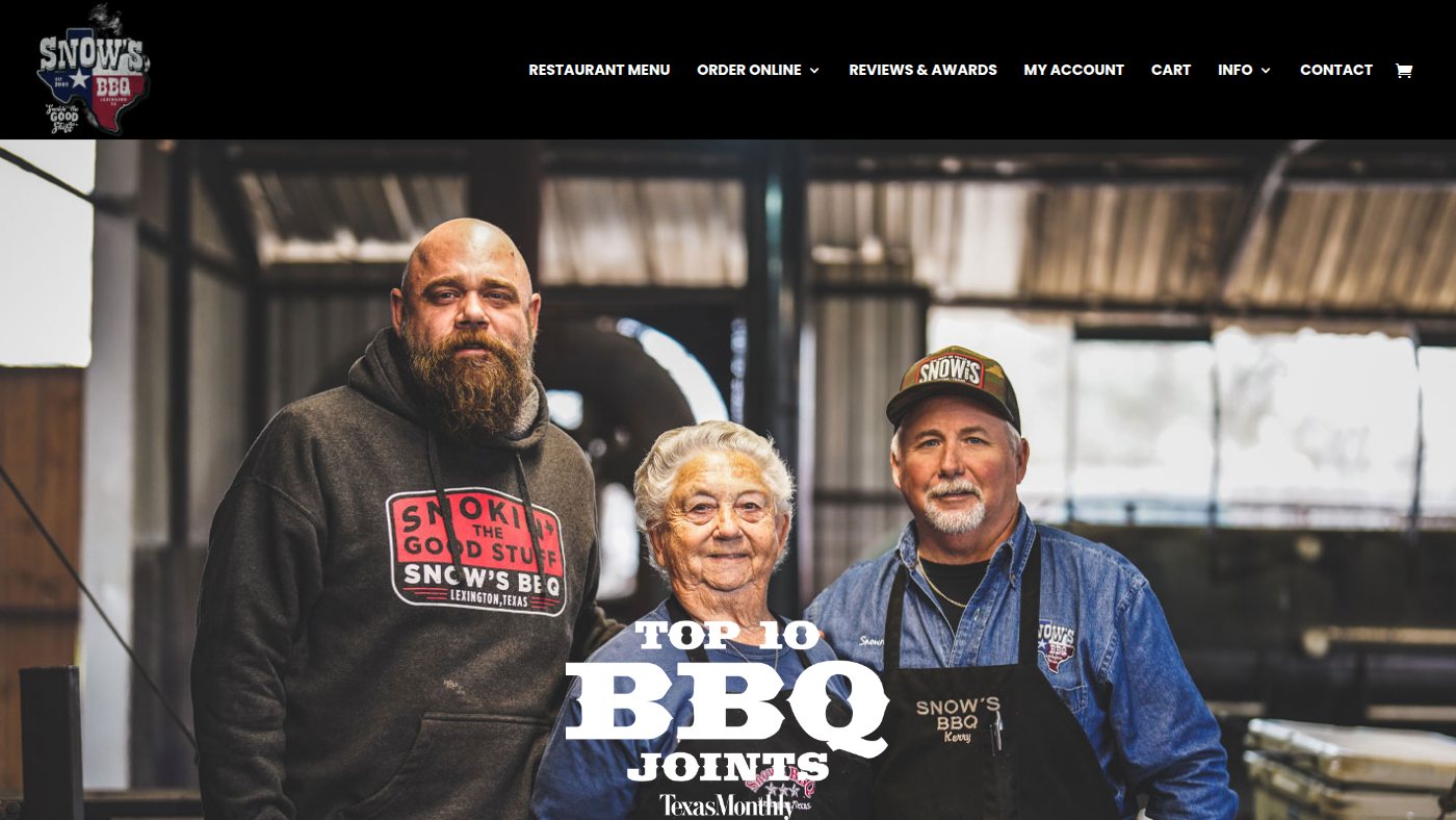 The home page of snowsbbq.com