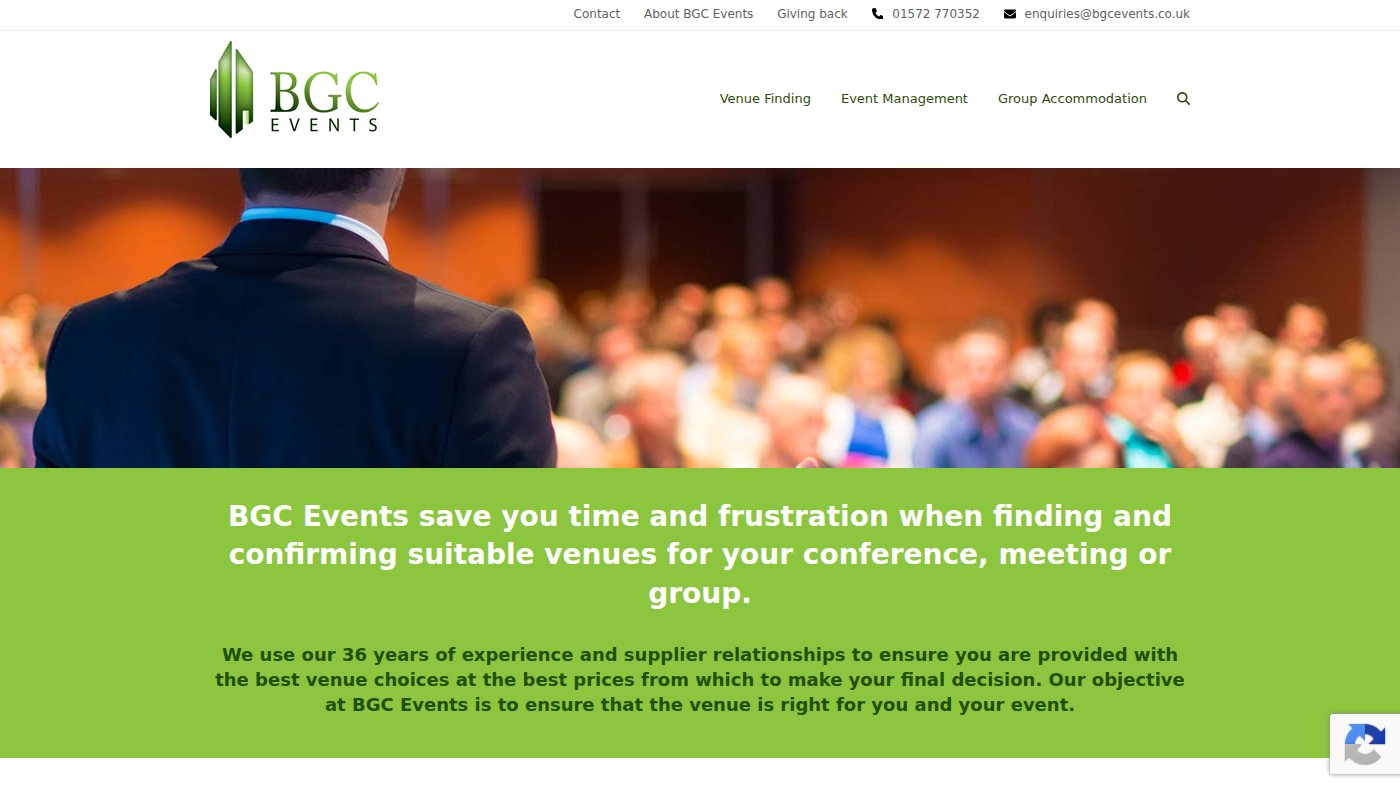 The home page of bgcevents.co.uk