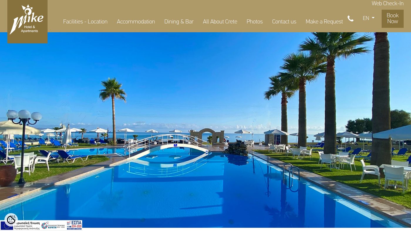 The home page of hotel-mike.com