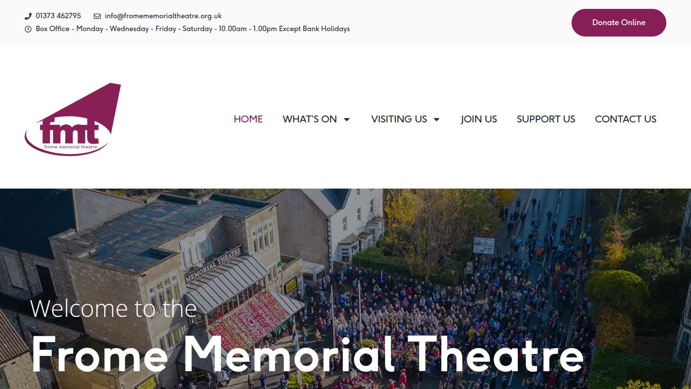 The home page of fromememorialtheatre.org.uk
