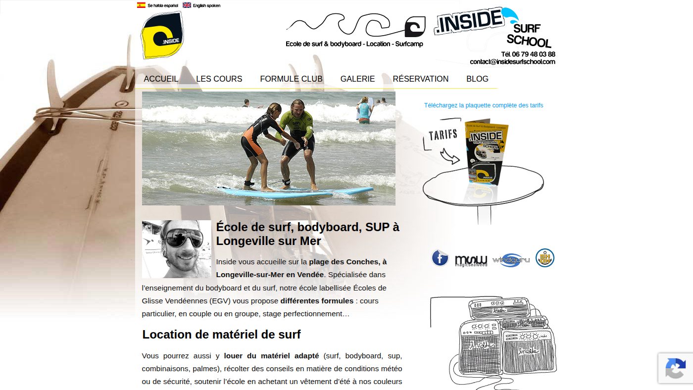 The home page of insidesurfschool.com
