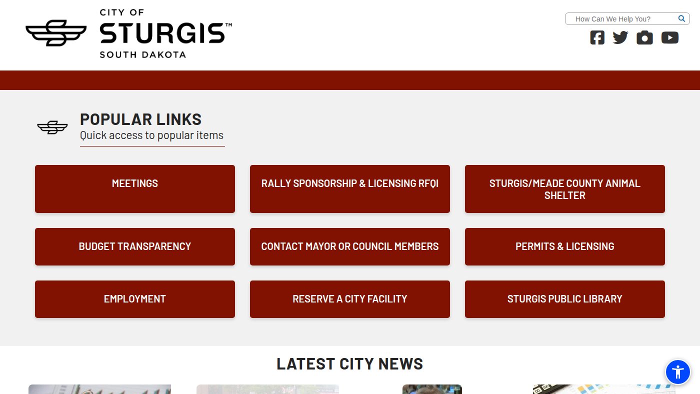 The home page of sturgis-sd.gov