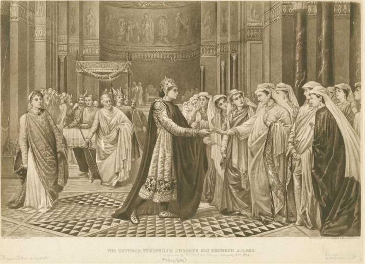 A 19th-century painting by Valentine Cameron Prinsep depicting the choice made by Theophilos