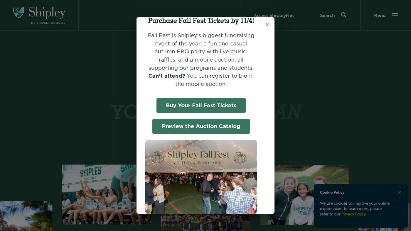 The home page of shipleyschool.org