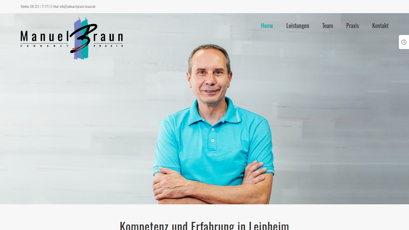 The home page of zahnarztpraxis-braun.de