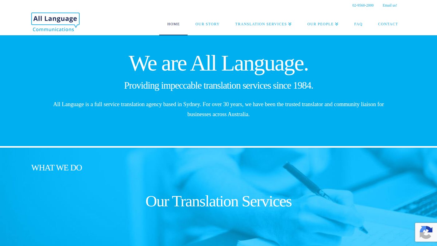 The home page of all-language.com.au