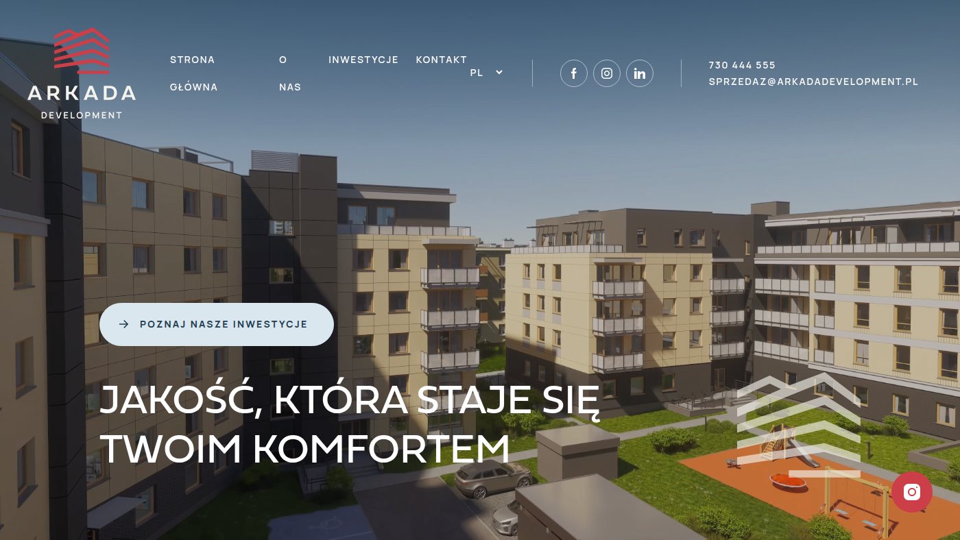 The home page of arkadadevelopment.pl