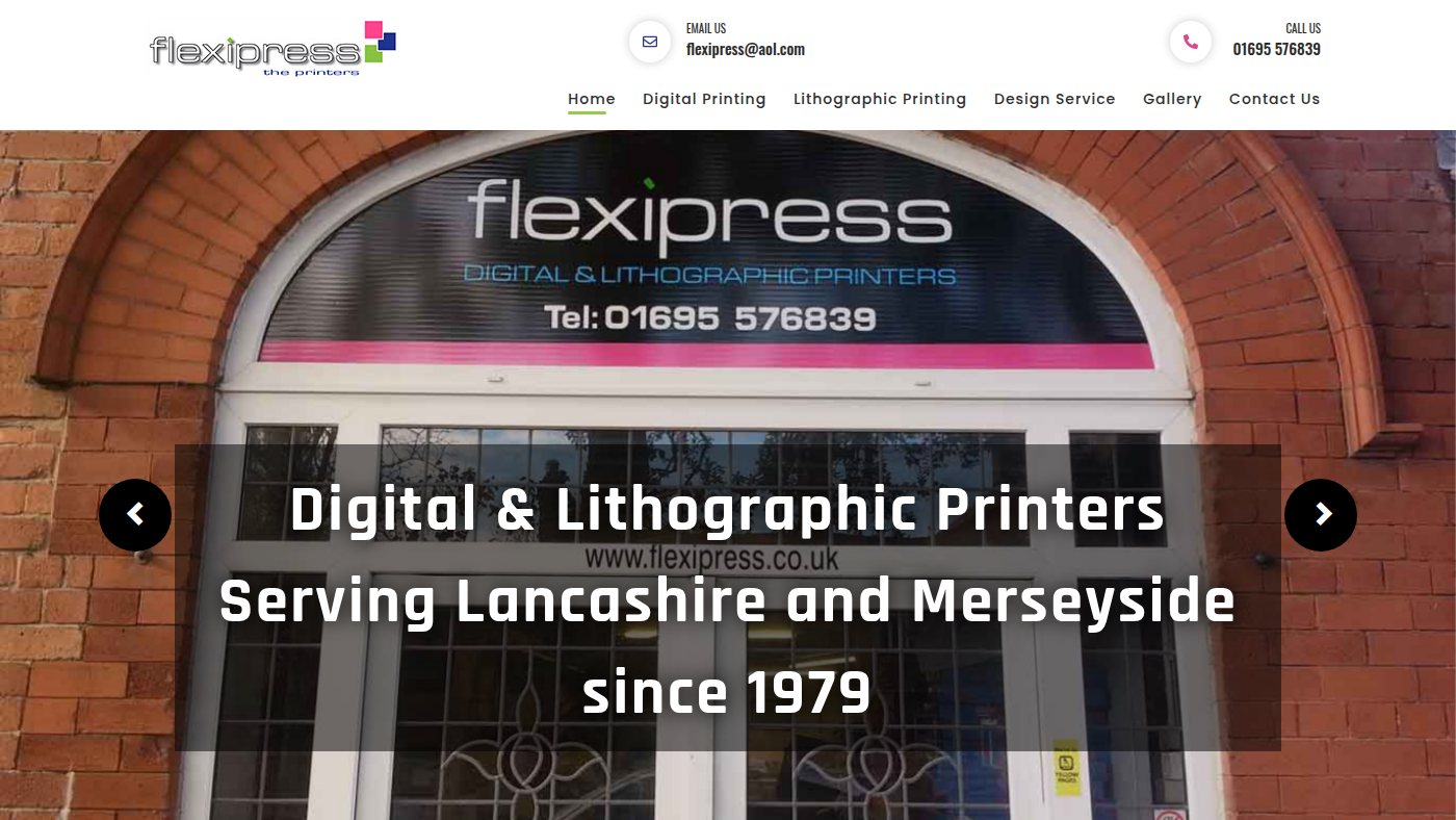 The home page of flexipress.co.uk