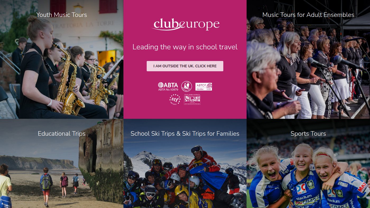 The home page of club-europe.co.uk