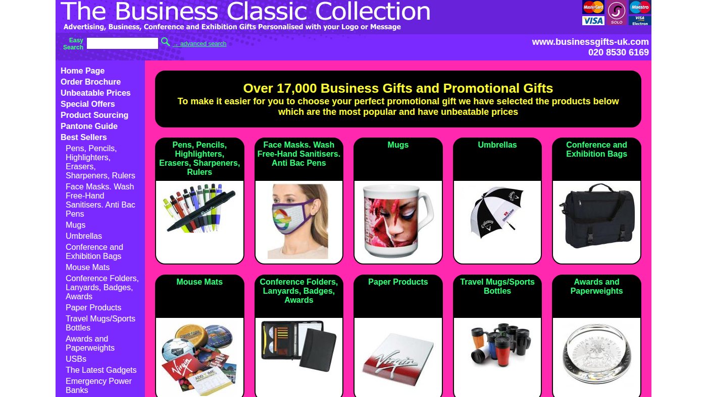 The home page of businessgifts-uk.com