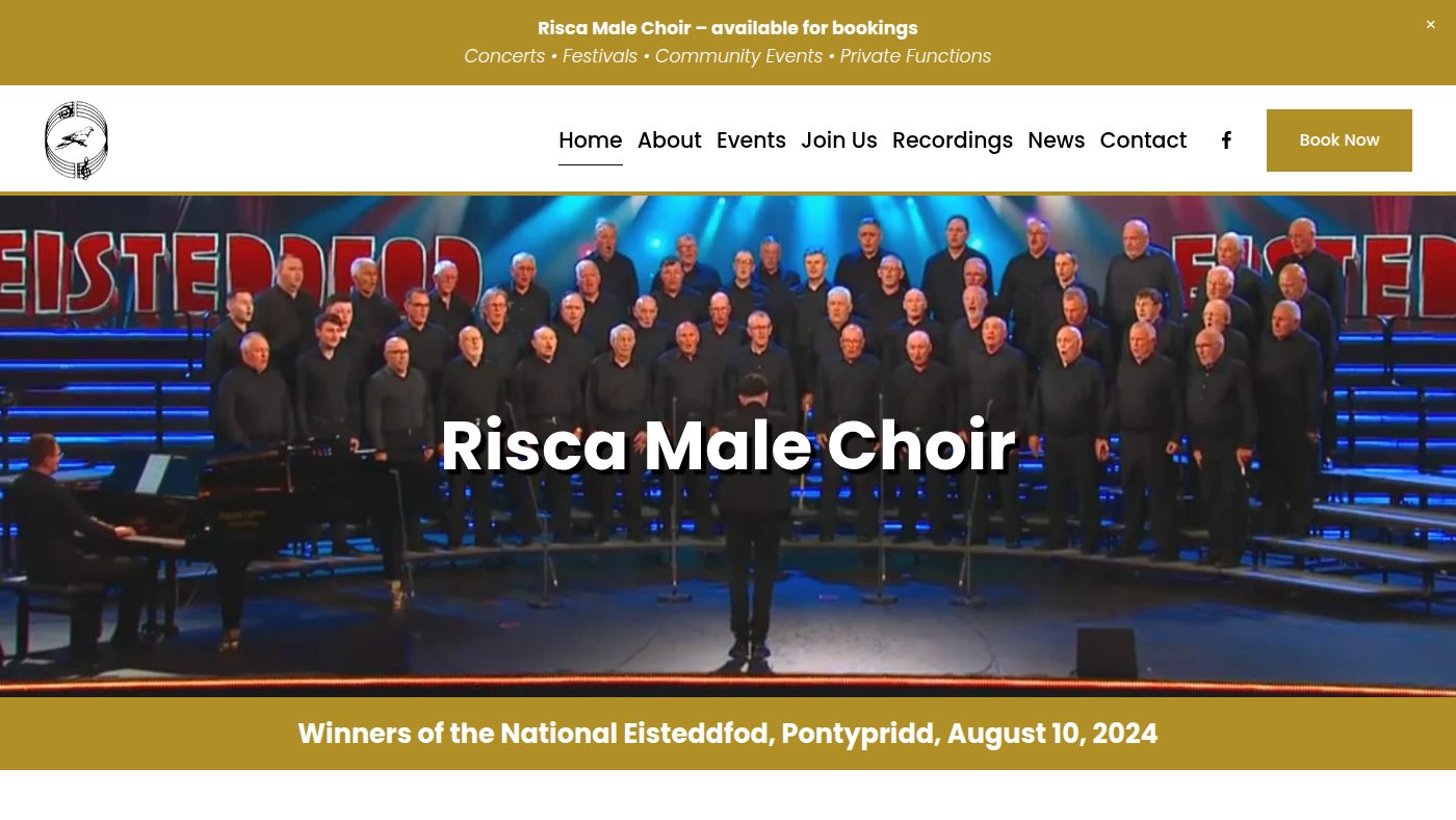 The home page of riscamalechoir.co.uk