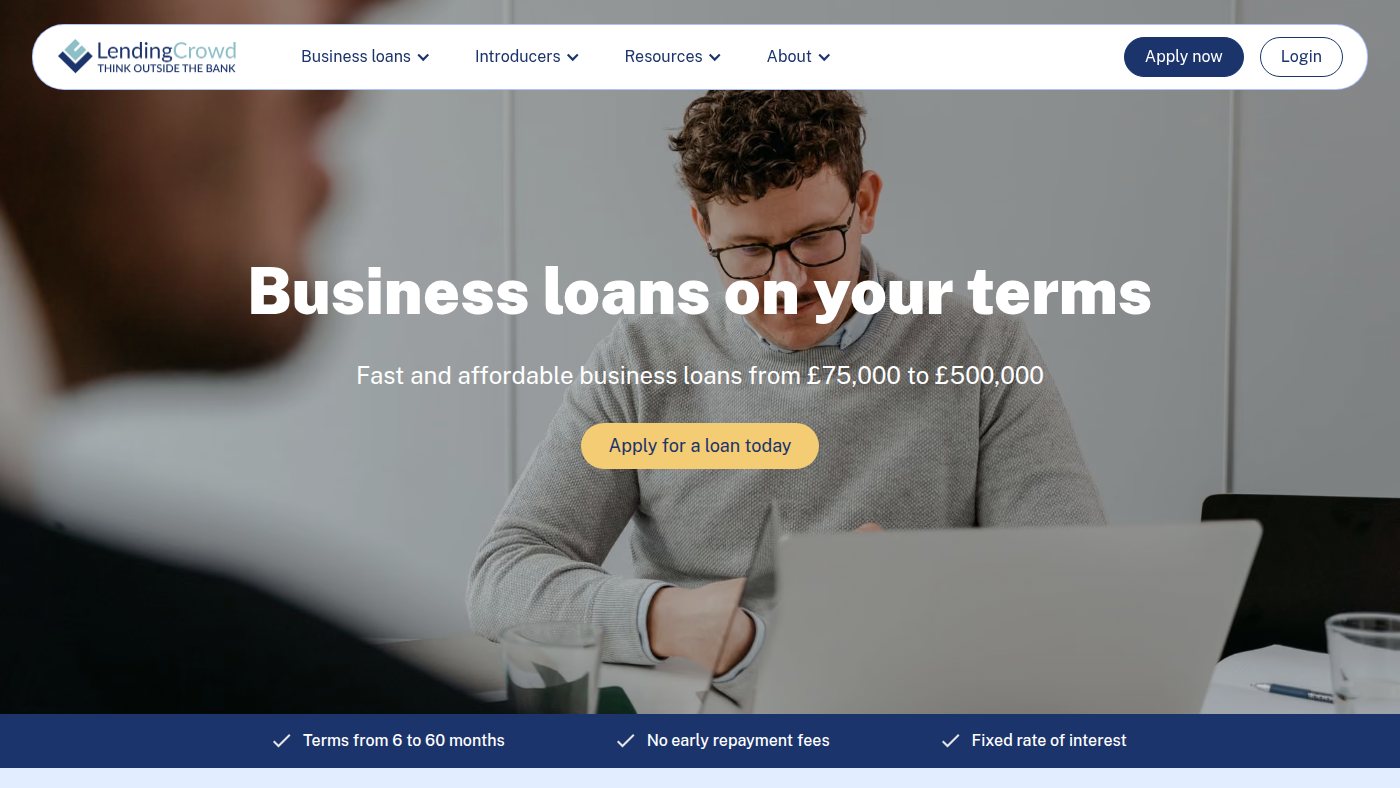 The home page of lendingcrowd.com