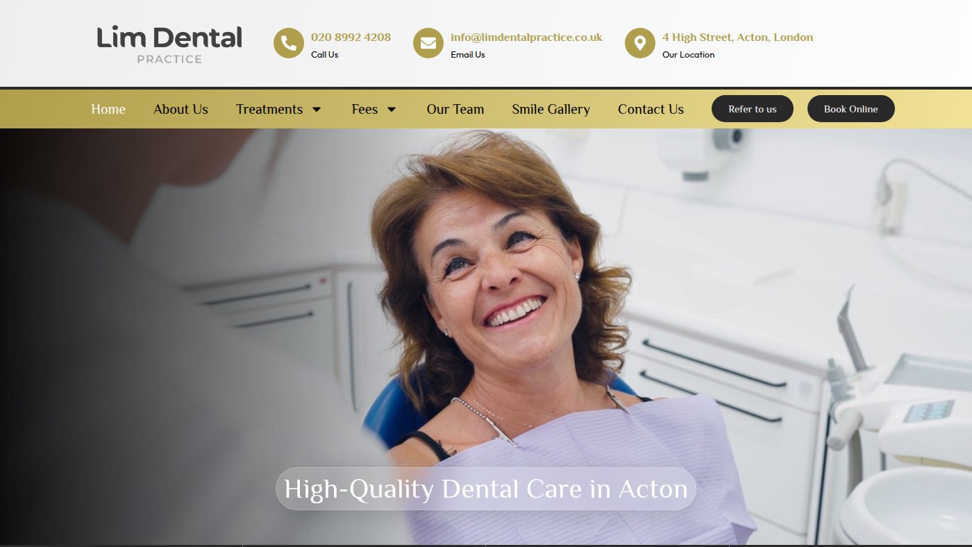 The home page of limdentalpractice.co.uk
