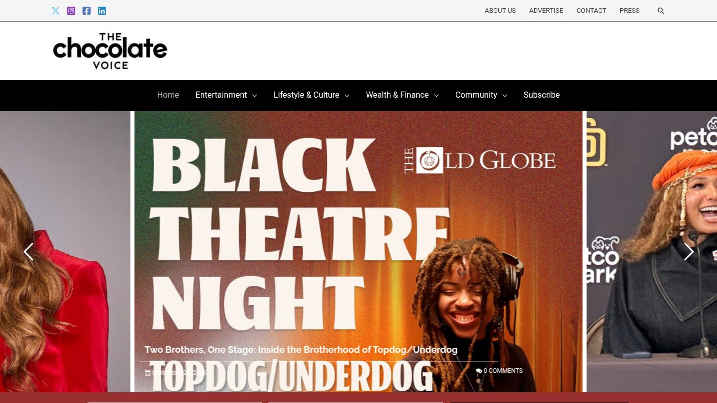 The home page of thechocolatevoice.com