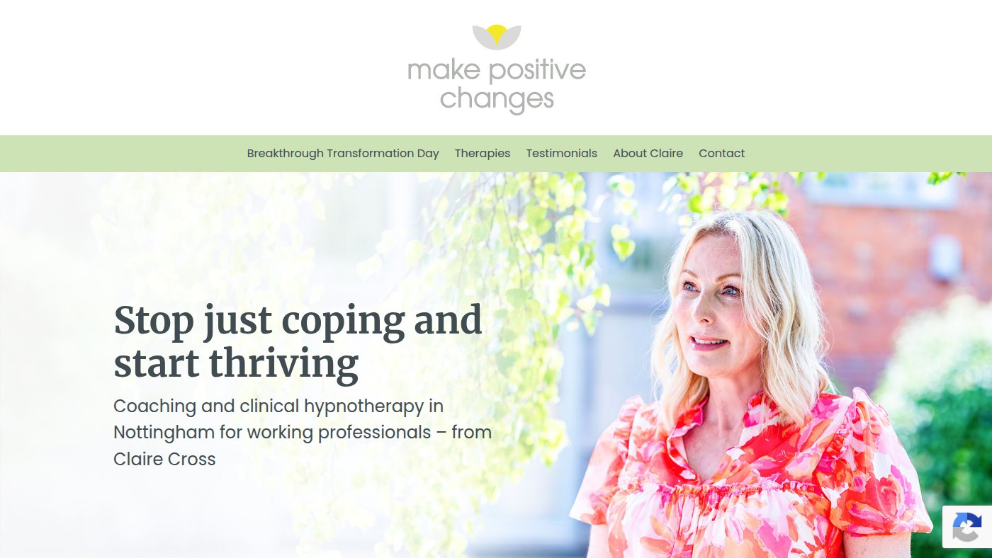The home page of makepositivechanges.com