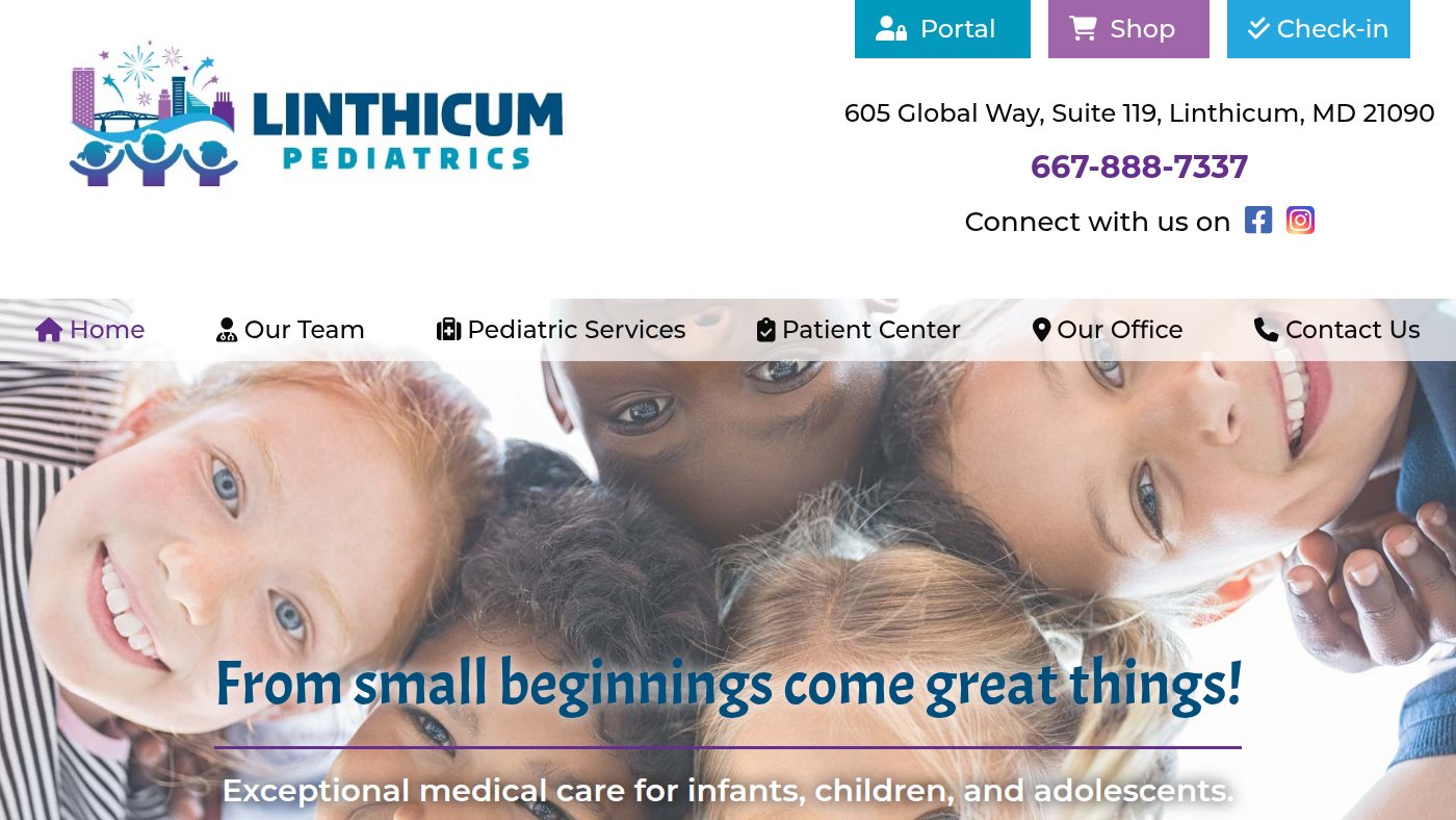 The home page of linthicumpediatrics.com