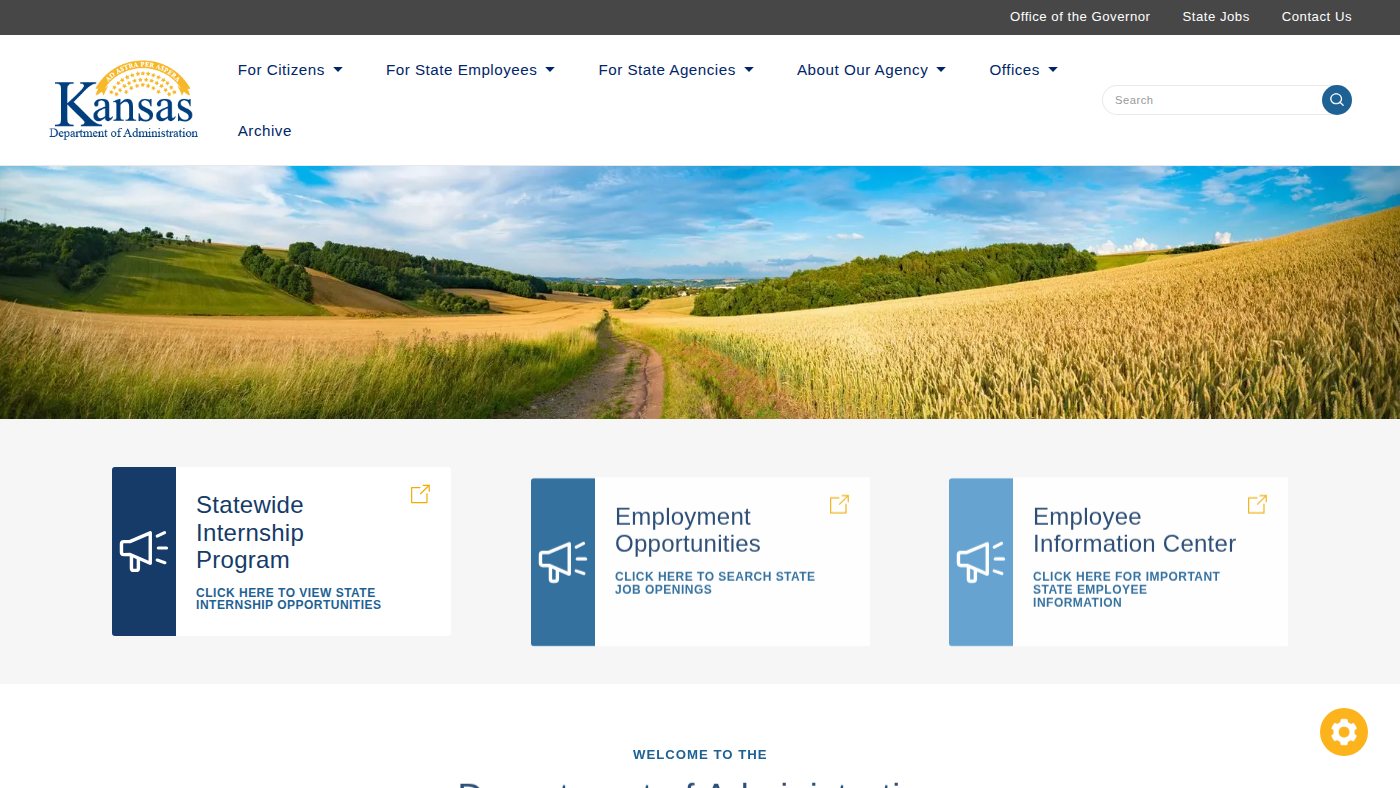 The home page of admin.ks.gov