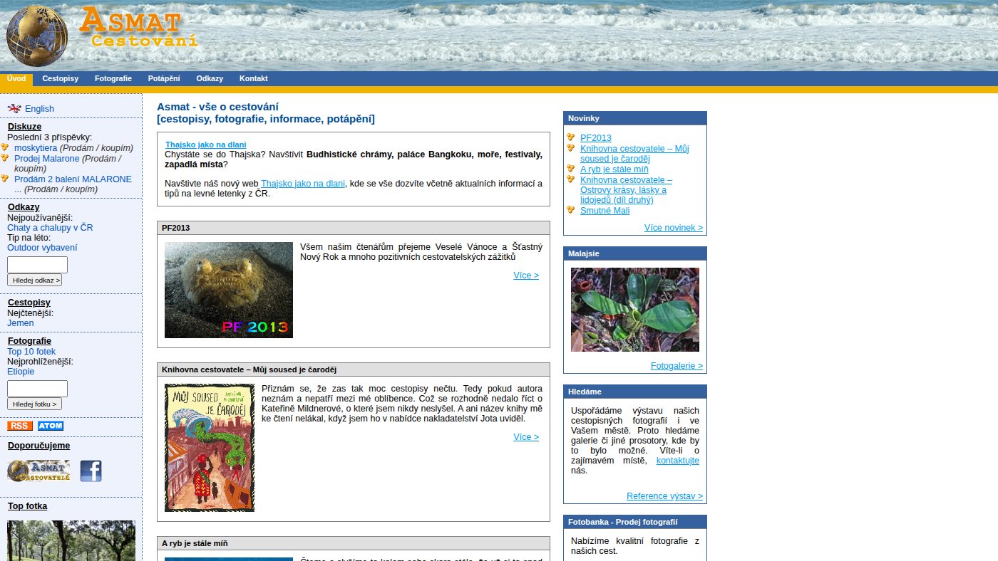 The home page of asmat.cz