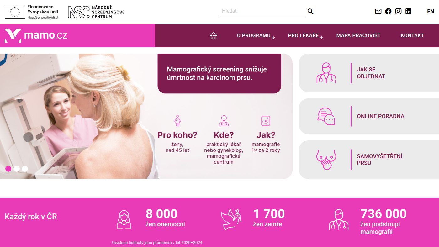 The home page of mamo.cz