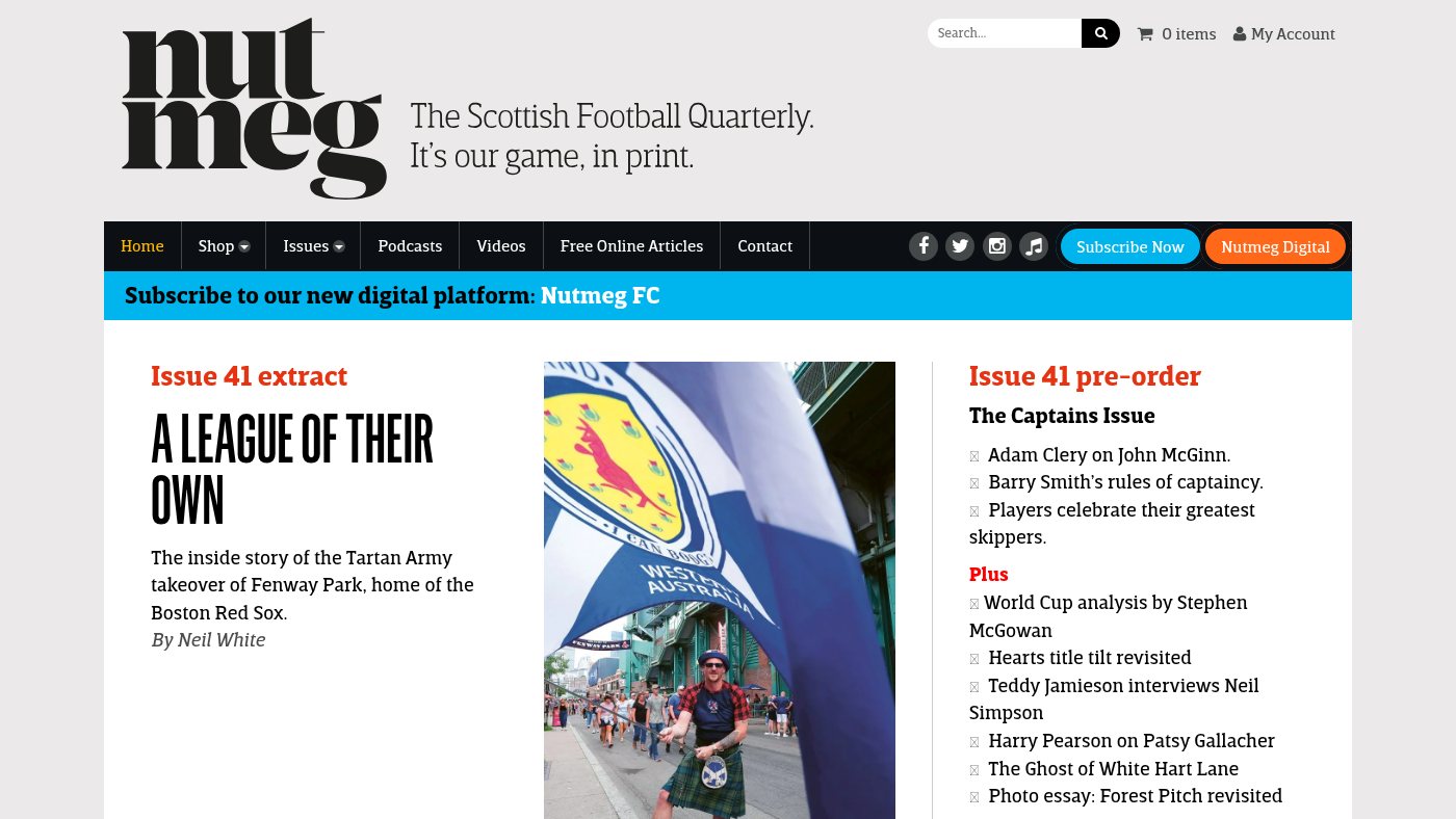 The home page of nutmegmagazine.co.uk