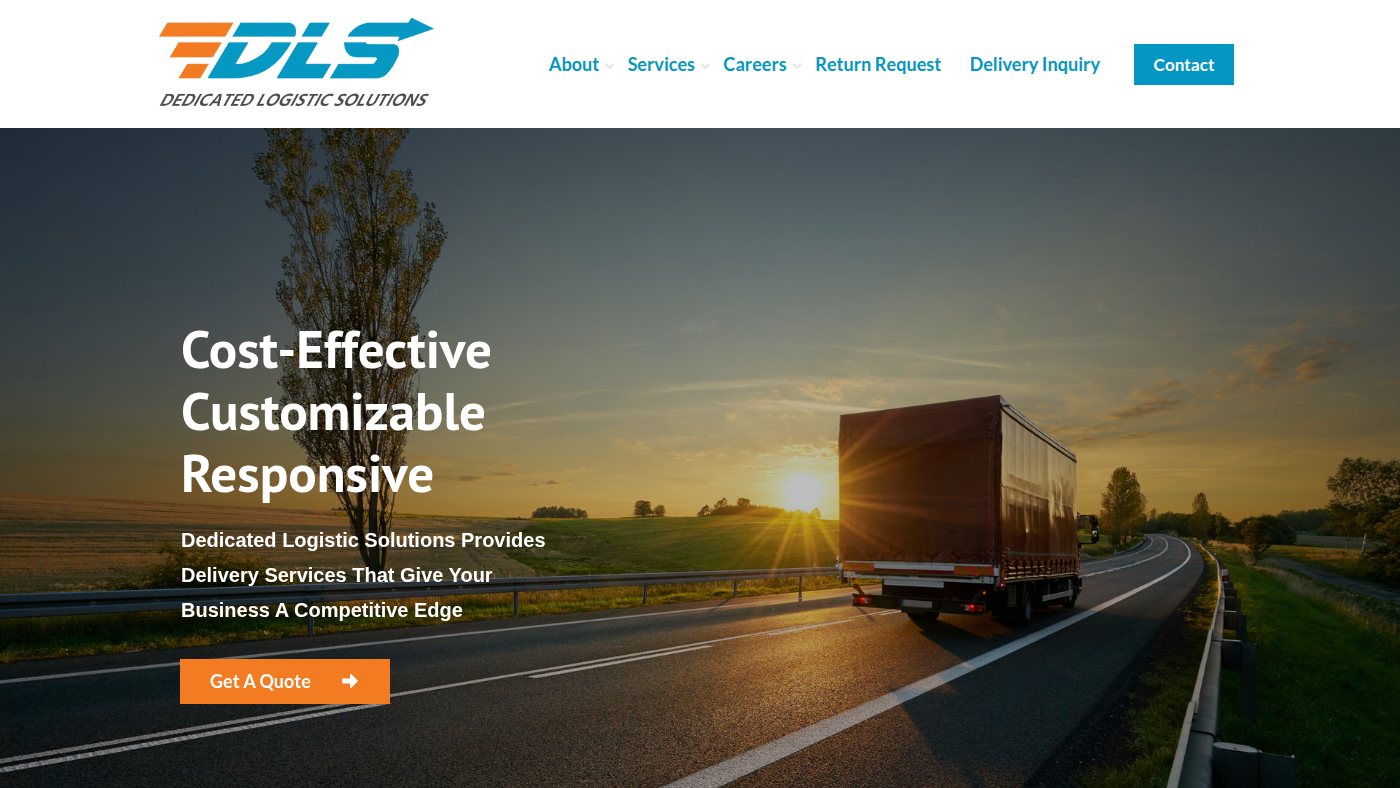 The home page of dedicatedlogisticsolutions.com